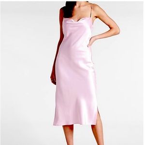 NWT Pink Express Satin Cowl Neck MIDI Slip Dress